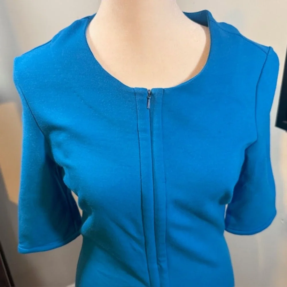 Diane von Furstenberg DVF Blue Zip Dress Size 6 Convertible Front Zip Minimilist